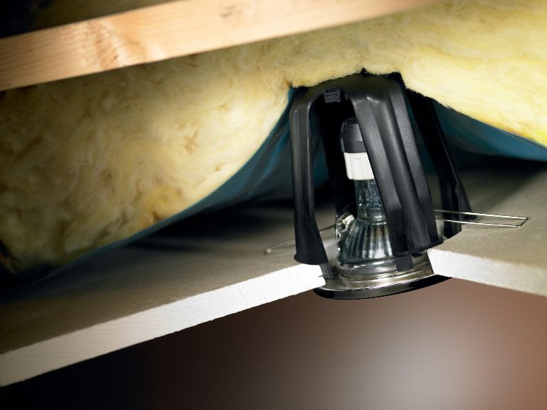 Protecteur pour spot encastrable SpotClip-I, protection pour spot encastrable, protection pour spots à encastrer et cloches de protection pour les installations électriques