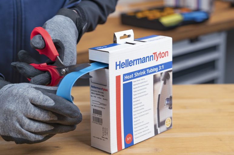 Boîtes dévidoirs pour gaine thermorétractable HellermannTyton HIS avec un coefficient de retreint de 3:1