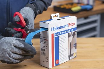 Boîtes dévidoirs pour gaine thermorétractable HellermannTyton HIS avec un coefficient de retreint de 3:1